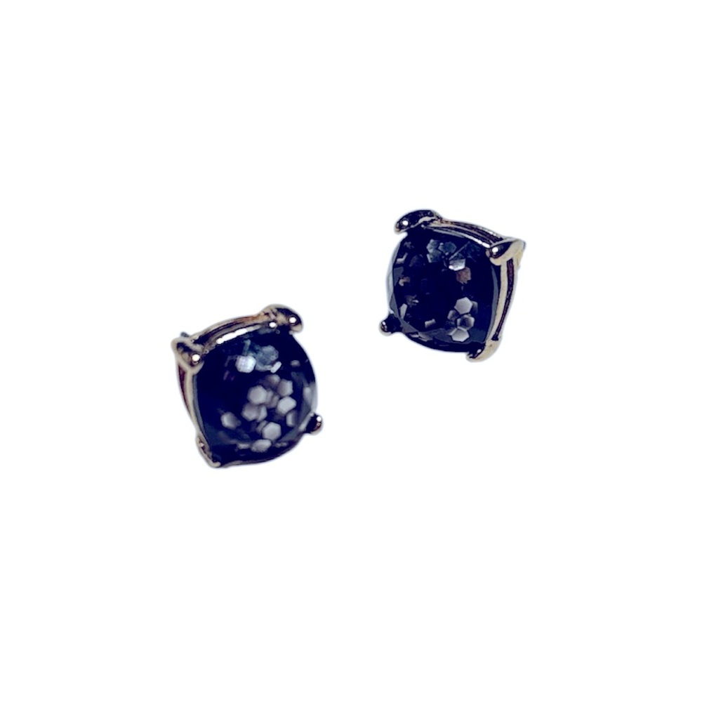 Glitter stud earrings- black